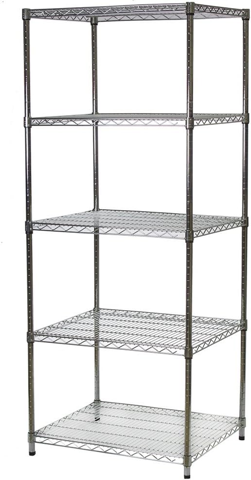 Shelving Inc. 24" d x 30" w x 64" h Chrome Wire Shelving with 5 Tier Shelves, Weight Capacity 500lbs Per Shelf