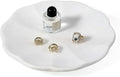 Koville Marble Tray, 8" Round Marble Vanity Tray for Jewelry Trinket Perfume, Natural Stone Tray for Bathroom Kitchen Dresser Countertop, Scalloped Decorative Tray for Home Table Decor(White)