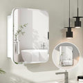 Rectangle Medicine Cabinet with Beveled Edge Mirror, No-Assembly Bathroom Wall Cabinet with Mirror, Adjustable Shelves, Tissue Slot, Recessed or Surface Mount (26" H x 20" W)