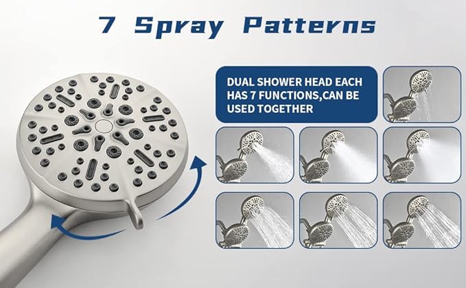 Shower Tub Kit Dual Shower System with Tub Spout Tub and Shower Faucet Set Complete Dual Shower Head and Handheld Combo Set Tub and Shower Trim Kit Brushed Nickel