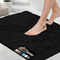GORILLA GRIP Bath Rug Mat, Thick Soft Absorbent Chenille, Quick Dry Microfiber Mats, Rubber Backing Washable Shower Floor Rugs, Bathmat Runner, US Designed Bathroom Home Decor Accessories 24x17, Black