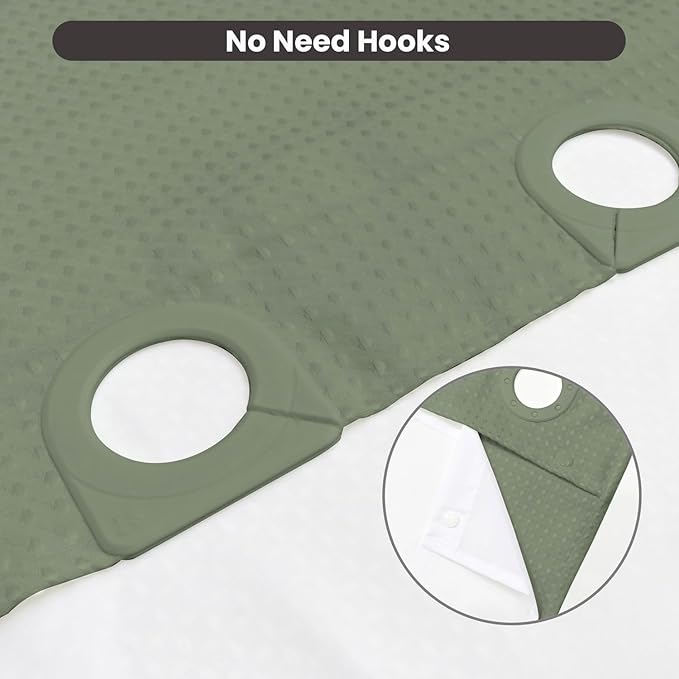 Inhousolu No Hook Waffle Weave Shower Curtain with Removable Snap in Fabric Liner Set for Bathroom, 230 GSM Heavy Duty Weighted Hem, Water Repellent Washable Bath Curtains, 60 x 72 Inch, Sage Green
