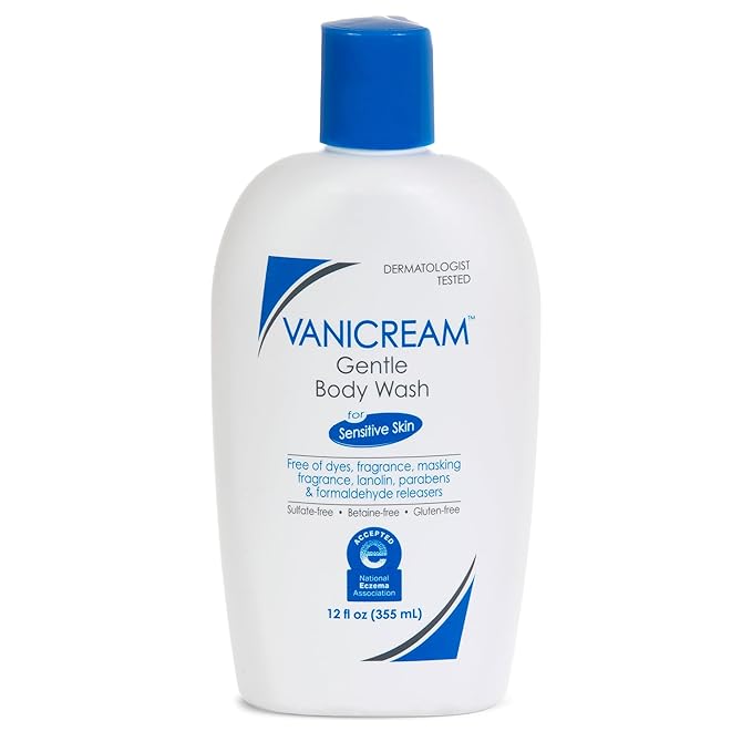 Vanicream Gentle Body Wash, 12 Fl Oz, Formulated without Common Irritants for Sensitive Skin, Gentle Cleanse and Moisture, Removes Dirt & Oils, Non-Drying, pH-Balanced Shower Gel