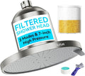 Filtered Shower Head with Filters, High Pressure Filter Showerhead for Healthier Hair & Skin, Remove Chlorine and Heavy Metals For Hard Water, 3 Modes 7 Inch Best Shower Heads 2.5 GPM,Brushed Nickel