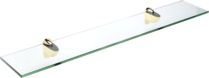 Spancraft Glass H-8x42-Brass Heron Glass Shelf, Brass, 8" x 42"