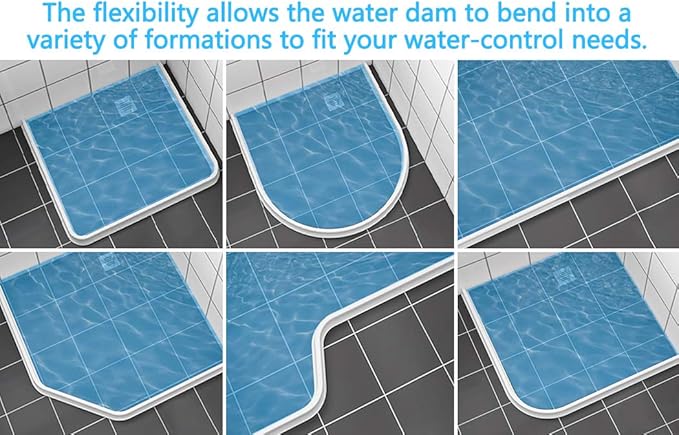 39 Inch Shower Threshold Water Dam Collapsible Bath Shower Barrier Water Stopper Retention System Dry and Wet Separation for Bathroom Kitchen and More (3.3ft)