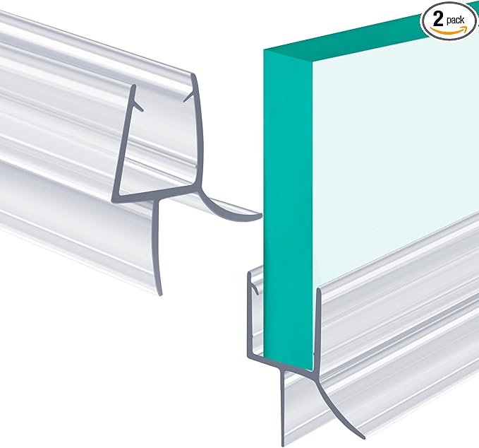 POZIA Clear Frameless Glass Shower Door Bottom Seal | Shower Door Sweep for Leak-Proof, Quick Installation to Create Reliable Water Barrier (2PACK-1/2in-23mm Gap)