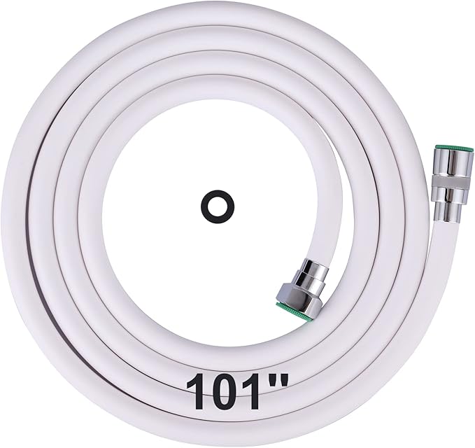 Aleasha Shower Hose, 101 Inches Extra Long Shower Head Hose Extension for Bathing Toilet Cleaning Dogs Bathroom Bathing White Handheld Shower