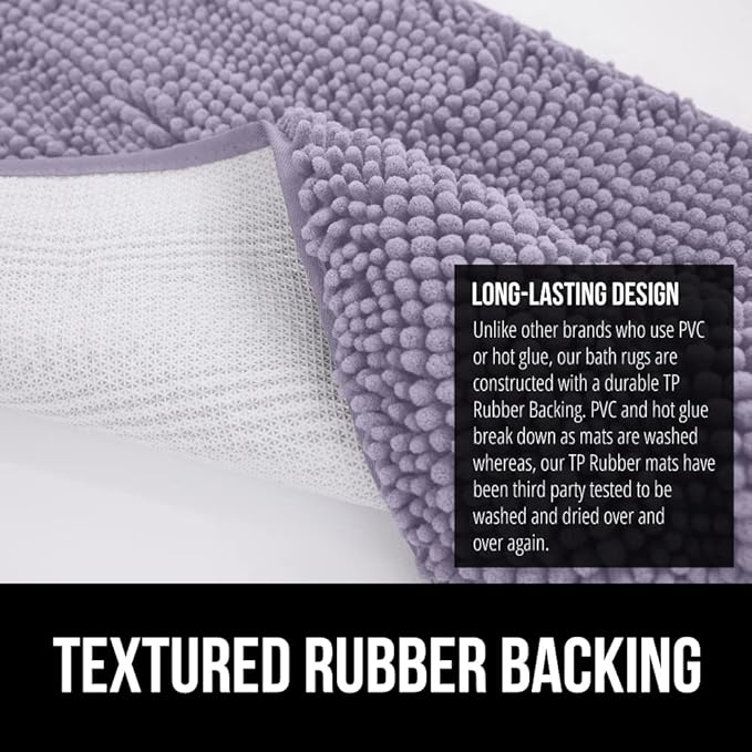 GORILLA GRIP Bathroom Rug Sets, Soft Chenille 2 Piece Area Rugs Set, Toilet Base Mat and 30x20 Carpet, Absorbent Microfiber Washable Mats Dry Quickly, Home Décor and Bath Room Accessories, Lt Purple