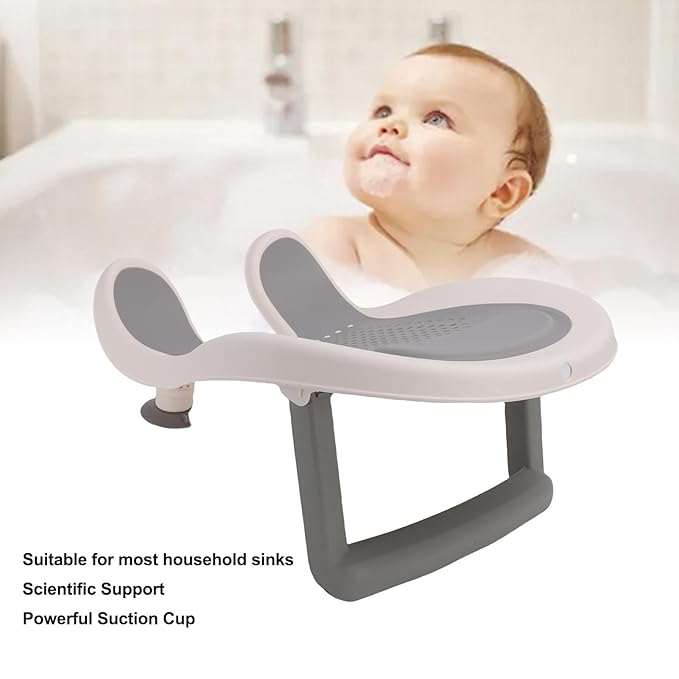 YWBL-WH Baby Butt Washing Basin, Portable Bath Tub with Strong Suction Cups and Soft Mesh, for Newborn Toddler Bathing Support, Non Slip Comfortable Design