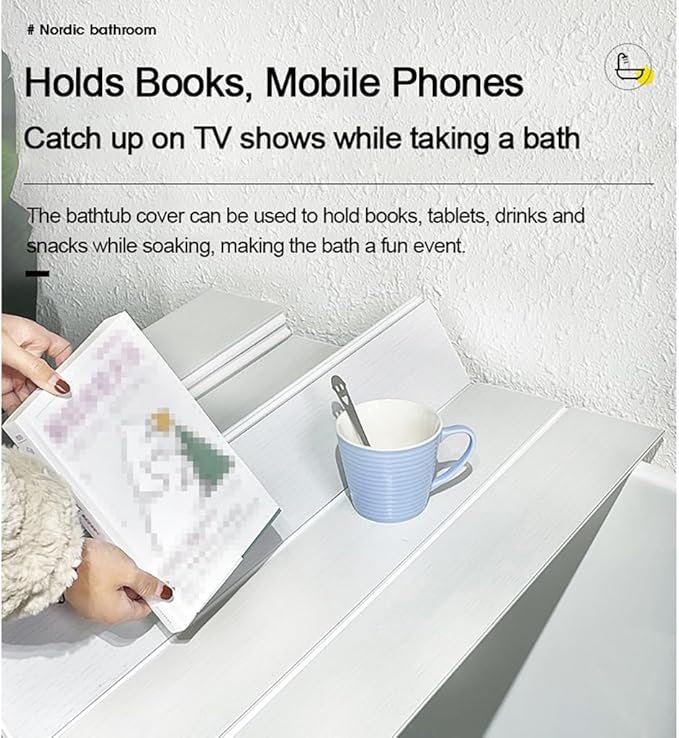 Adjustable Foldable Dust-Proof Bathtub Cover White,Waterproof Shutter Bathtub Tray & Laptop Desk 2 in 1 Fits Most Tubs,Modern Bath Tub Racks for Home(Size:0.47in Thick,Color:0.8Mx1.05M(31.5" x41.3))