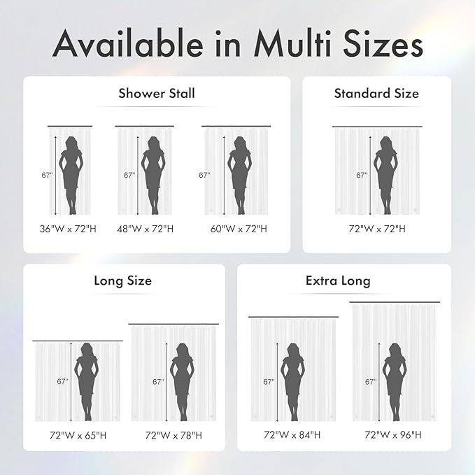 Amazer Long Shower Curtain Liner with Magnets, 72 x 78 Plastic Clear Shower Liner PEVA Waterproof Medium Weight Inside Shower Curtains Liner for Bathroom with Rustproof Grommets