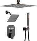 Oil Rubbed Bronze Shower System Digital Display Shower Set with Handheld Spray, 12 inch Ceiling Mounted Shower Head and 8 inch Wall Mounted Shower Head