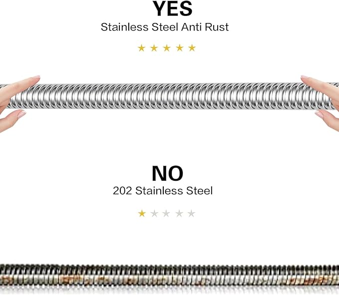 RUMOSE 118 inches Shower Hose Extra Long Stainless Steel Shower Tube Attachment Flexible Handheld Shower Sprayer Hose, Polished Chrome