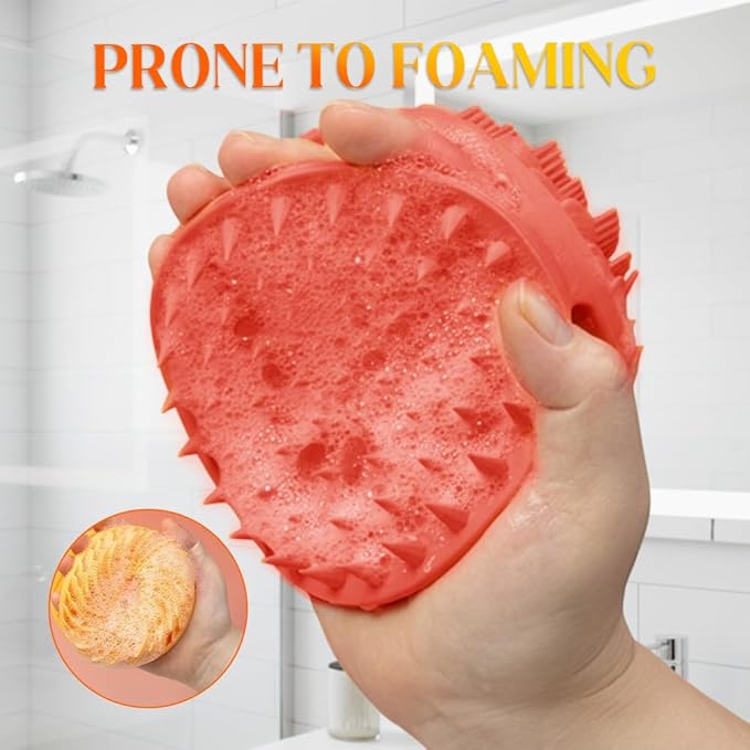 2 in 1 Silicone Body Scrubber & Scalp Scrubber, 2026 Upgrade Handheld Shower Scrubber for Body and Head, Cleansing Skin Brush Gentle Exfoliating and Stress Relax Hair Growth (Green & Red)
