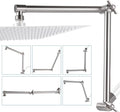 G-Promise 16 Inch Shower Head Extension Arm, Solid Brass Height & Angle Adjustable Extender, Rise or Lower Rainfall and Fixed Shower Head (Brushed Nickel)