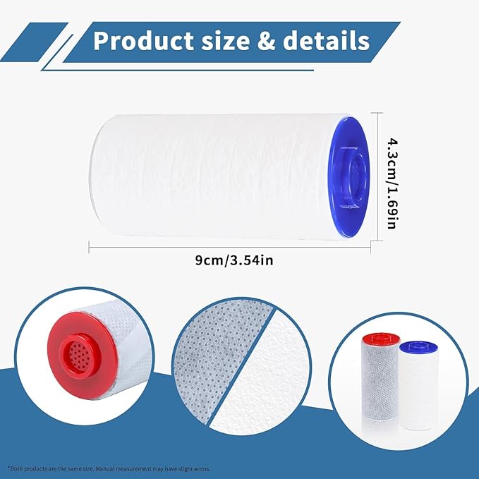 Replacement Filter Set for Weddell Duo - High-efficiency Shower Water Filtration System that Removes Chlorine/PFAS/Contaminants for Better Skin and Hair Health (2RED+6BULE)