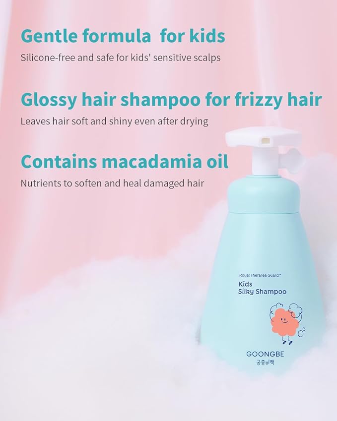 GOONGBE Kids' Bath Time Set - Korean Silky Shampoo & Mild Body Wash - Complete Hair & Body Care for Sensitive Skin - Low pH, Silicone-Free Formula - Allergen Free Scent, 10.1 fl.oz each