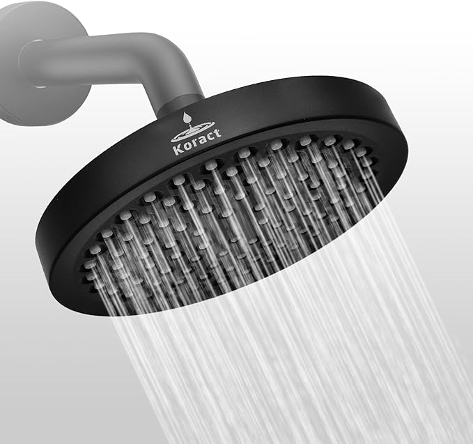 Shower Head High Pressure Rain Premium Quality Luxury Design Anti-Clogging Silicone Nozzles Adjustable Replacement for Bathroom Shower Heads (6 inch Round) (Matte Black)