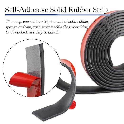 Neoprene Rubber Strips Self Adhesive Solid Rubber Sheets, Rolls & Strips for DIY Gaskets Crafts Pads Seals Warehouse Flooring Neoprene Sheet with Adhesive Backing (1" Wide x 1/8" Thick x 40' Long)