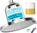 Filtered Shower Head with Filters, High Pressure 3 Modes 7 Inch Filter Showerhead for Healthier Hair & Skin, Remove Chlorine and Heavy Metals For Hard Water,Best Rain Shower Heads 2.5 GPM，Chrome