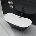 59 Inch Acrylic Freestanding Bathtub, Soaking Bathtub with Matte Drain and Overflow, Modern Square Tub with Deep Ergonomic Design, Double-Walled Insulation for Bathroom Relaxation, cUPC Certified