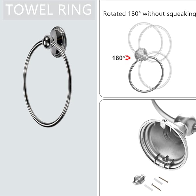 Newfun 8-Pieces Polished Chrome Bathroom Accessories Set, 24 Inch Bath Towel Bar Set, SUS 304 Stainless Steel Bathroom Hardware Set, Towel Racks for Bathroom Wall Mounted