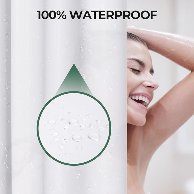 AmazerBath Shower Curtain Liner 2 Pack, 72 x 84 Inches PEVA Plastic Shower Liner with 3 Weighted Stones and 12 Rustproof Metal Grommet, Lightweight Waterproof Shower Curtain - White