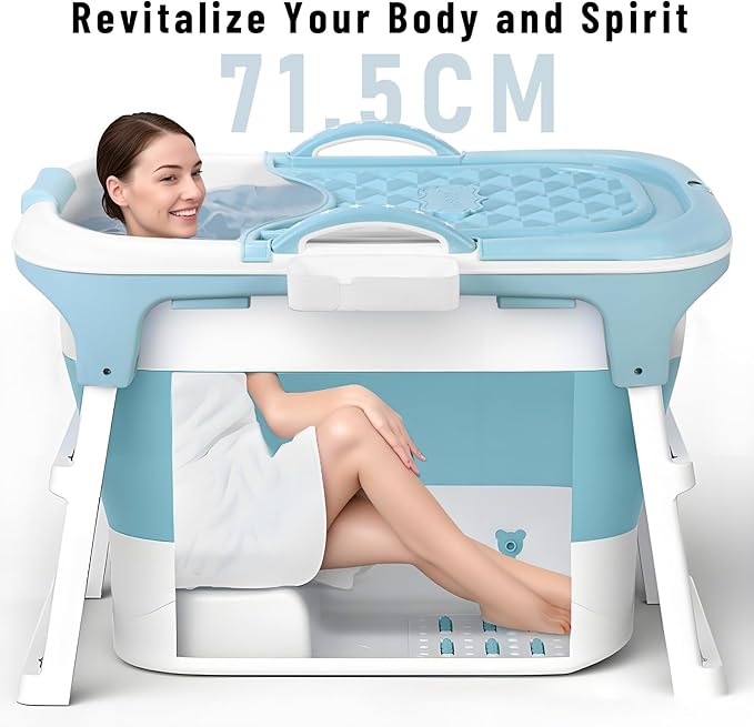 Portable Bathtub Foldable Bathtub for Adults, 39 Inch Small Tub with Ergonomic Seat & Massage Roller, Ice Bath Tub for Shower, Sitz Bath, Ice Baths Freestanding Bathtubs for Bathroom Grey