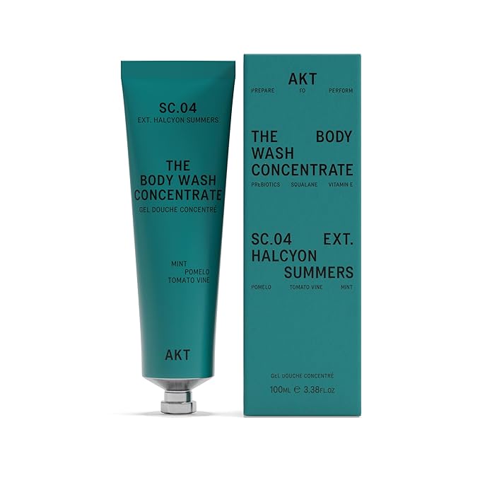 AKT The Body Wash Concentrate 3.4 Fl Oz, Natural Shower Gel with Skin-Balancing Prebiotics, Body Wash Women & Men, with Olive Squalane & Vitamin E, Sc.04 Halcyon Summers, All Genders