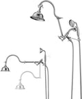 Bagnolux Solid Brass 6" High Pressure Rain Shower Head Combo with 21" Extension Arm, Rainfall Showerhead 3.3" Handheld Water Spray - Adjustable Dual Showerhead with 71" Shower Hose, Brushed Nickel