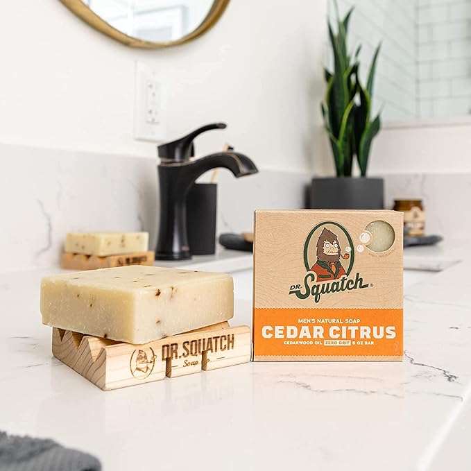 Dr. Squatch Natural Bar Soap for Men - Cold Process Soap with No Harsh Chemicals - Cedar Citrus (5 oz, 3-Pack)