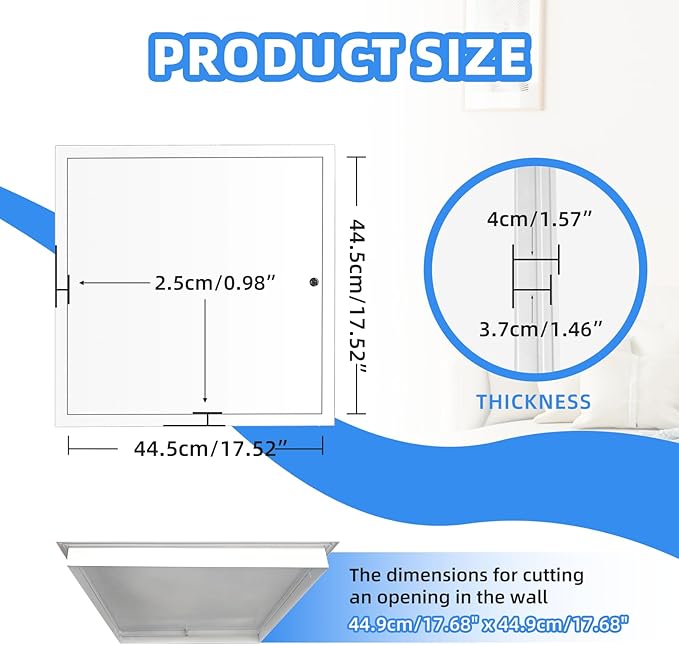 18" x 18" Metal Access Panel, 1MM Thickened Access Panel for Drywall, Aluminum Access Panel for Walls and Ceilings, Rust-Resistant and Easy-to-Install Drywall Access Panel