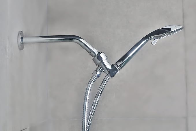 SparkPod 9 Inch Shower Arm with Flange - Solid Stainless Steel Shower Head Extension Arm, Wall-Mounted for Fixed & Handheld Showerheads- Teflon Tape Included (Tall 9", Luxury Polished Chrome)
