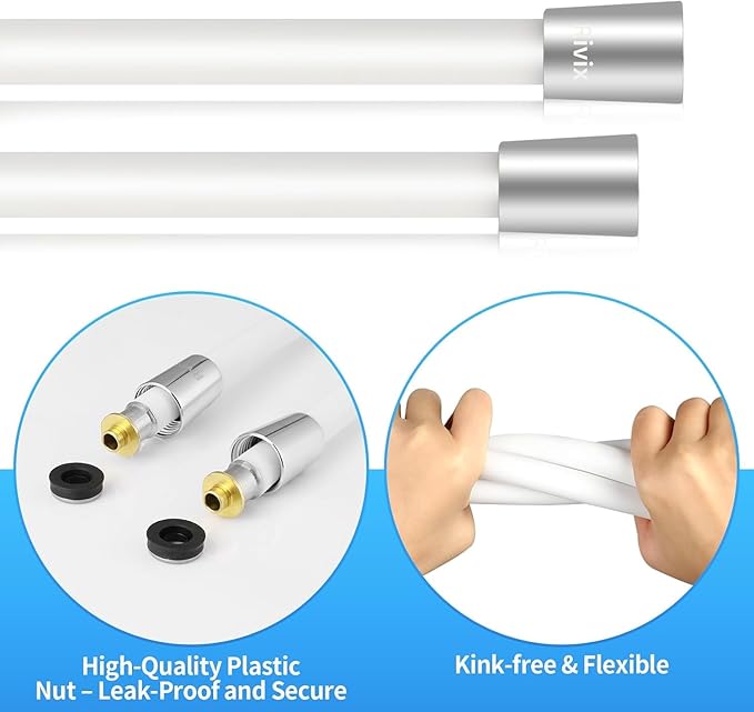 98" PVC Shower Hose Replacement Handheld Kink Free Stainless Steel Shower Head Wand Hose Extension Extra Long with Brass Insert and Nut, Durable & Flexible for Pet Bathing Cleaning