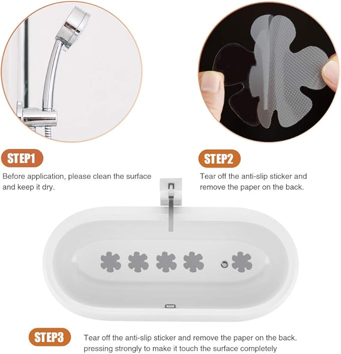 Bathtub Stickers Non-Slip, 24PCS Safety Shower Treads Adhesive Appliques with Premium Scrape (Gray)