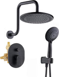 BRIGHT SHOWERS Shower Faucet Set, Shower System with Shower Valve Trim Kit, Double Handle Shower Fixture Rainfall Shower Head and 9-Setting Handheld Spray Combo, Valve Included, Oil-Rubbed Bronze