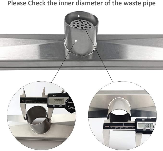 Neodrain 54-Inch Linear Shower Drain with Tile Insert Grate, Brushed 304 Stainless Steel Linear Drain, Rectangle Shower Floor Drain with Leveling Feet, Hair Strainer