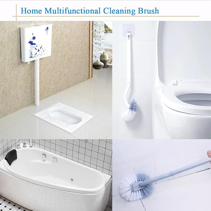 2 Pack Curved Toilet Bowl Brush Without Holder for Bathroom, Compact Toilet Brush Durable Under The Rim Household Deep Cleaning Brushes (White Toilet Brush Without Holder)