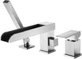 Waterfall Roman Tub Faucets Deck Mount Brushed Nickel Bathtub Faucets Brass Tub Filler Bathroom Faucets with Hand Shower