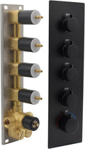 HOMEDEC Black 4-Function Shower Diverter Valve, 4 Ways Thermostatic Brass Mixer Mixing Shower Valve, Can Use All Options At a Time