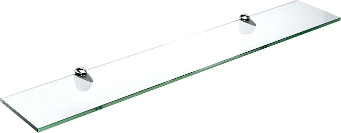 Spancraft Glass P-4.75x36-Chrome Peacock Glass Shelf, Chrome, 4.75" x 36"