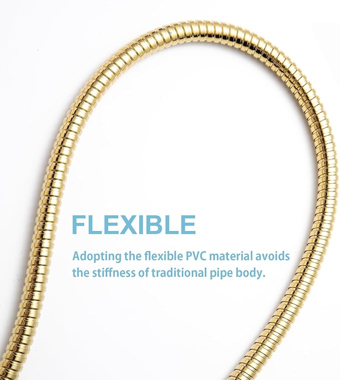 OFFO Shower Hose, 80 in Kink Free Stainless Steel Shower Hose Attachment Electroplating Handheld Shower Head Hose Flex Hoses Extension with Brass Insert & Nut for Pet Bathing Cleaning, Gold