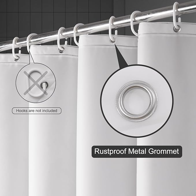 UFRIDAY Extra Long Shower Curtain Liner 72x84 inches,PEVA Frosted Plastic 84 inch Shower Liner Waterproof Opaque Shower Curtain for Bathroom with 3 Bigger Bottom Magnets with Rustproof Grommets