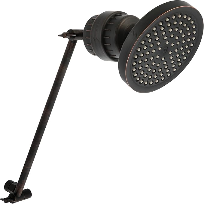 SparkPod 16" Solid Brass Shower Head Extension Arm - Flexible Height & Angle Adjustable Shower Arm Extension for Rain Showerheads with Sturdy Lock - Universal Pipe Connection (Oil-Rubbed Bronze)