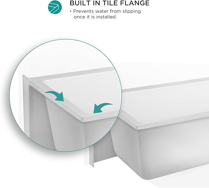 Fine Fixtures Acrylic, Fiberglass Alcove Soaking Bathtub with Integral Apron Front in Glossy White - Right Hand Drain, 72" x 32"
