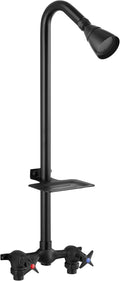 Aolemi Outdoor Shower Kit Fixtures Faucet System with High Pressure Showerhead Utility 2-Handle Exposed Shower with Brass Mix Valve 6 Inch Center with Soap Dish Matte Black