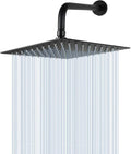 NearMoon Square Rain Shower Head With Extension Arm, Large Stainless Steel Rainfall Shower-Waterfall Full Body Coverage (8 Inch, Matte Black)