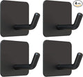 VIS'V Adhesive Hooks, Heavy Duty Shower Wall Stick on Hooks, Waterproof, 2 Extra Adhesive Strips, Black, 4 Pcs