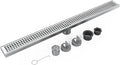 32 Inch Rectangular Shower Floor Drain, Brushed Nickel High Flow Shower Drain Kit with Flange with Hair Filter, Removable Grate Cover, 304 Stainless Steel, Abs Fixing Tray (Brushed)